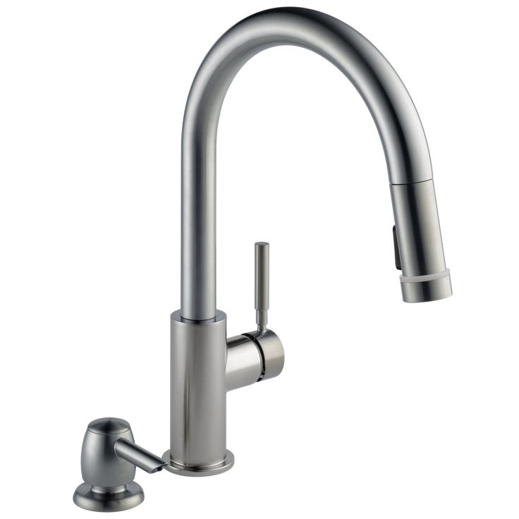 Delta Trask with Tempsense Stainless 1-Handle Deck Mount Pull-Down Handle/Lever Residential Kitchen Faucet (Deck Plate Included)