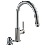 Delta Trask with Tempsense Stainless 1-Handle Deck Mount Pull-Down Handle/Lever Residential Kitchen Faucet (Deck Plate Included)