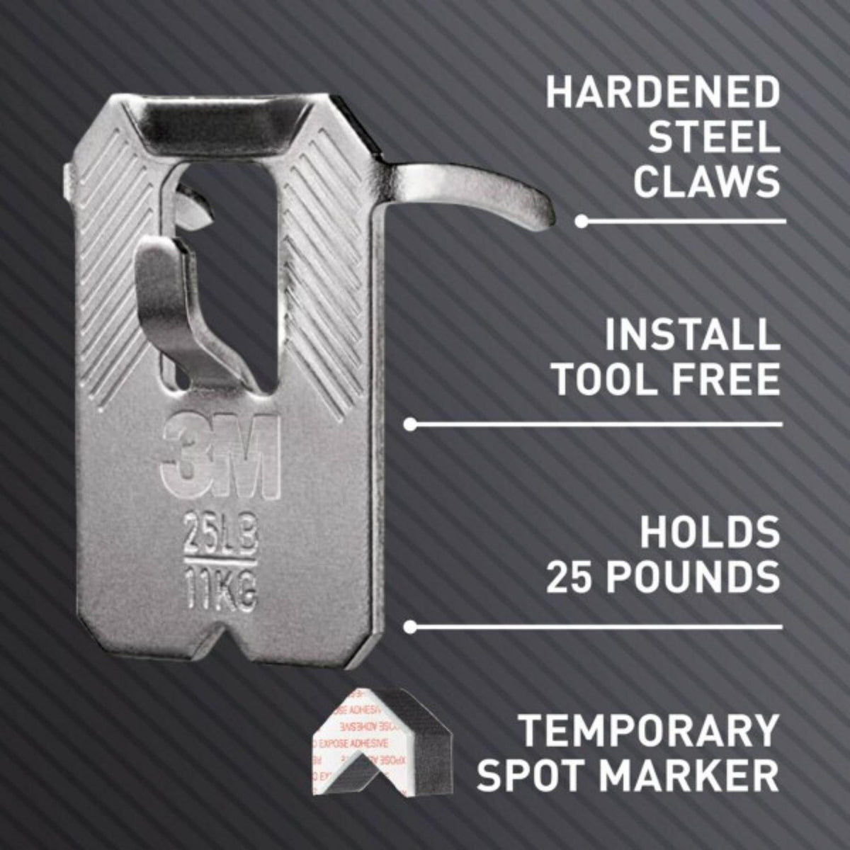 3M Claw Silver Drywall Picture Hanger, 25 lb Capacity, 4-Pack