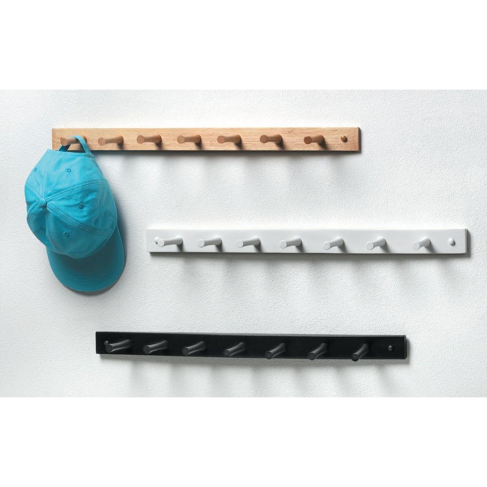 24 in. L Decorative White 7-Peg Wall Mount Wood Rack - Super Arbor