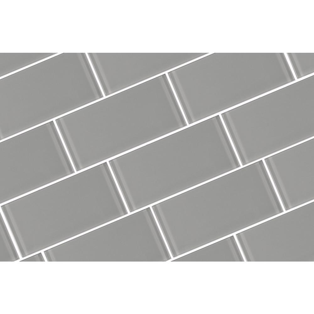 Metro Pebble Gray Subway 3 in. x 6 in. Glossy Glass Subway Tile (8-Pieces/Pack) - Super Arbor