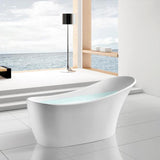 59 in. Acrylic Single Slipper Flatbottom Non-Whirlpool Bathtub in Glossy White - Super Arbor