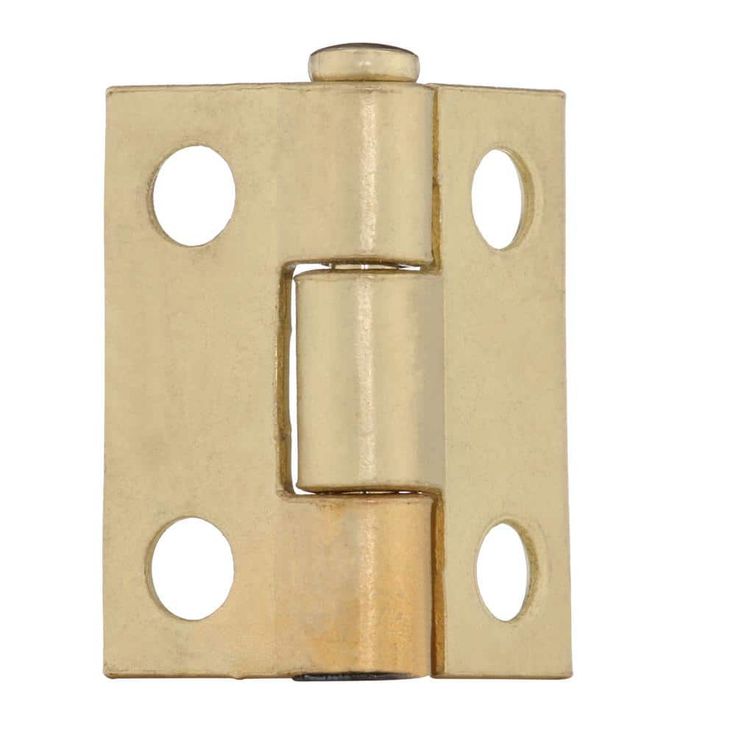 1 in. Satin Brass Narrow Utility Non-Removable Pin Hinges (2-Pack)