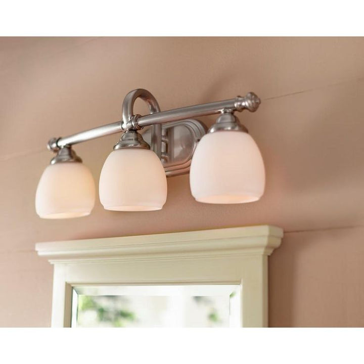 Cedar Cove 3-Light Brushed Nickel Vanity Light with Etched Opal Glass Shades