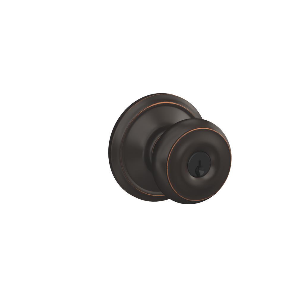 Georgian Bright Brass Keyed Entry Door Knob - Super Arbor