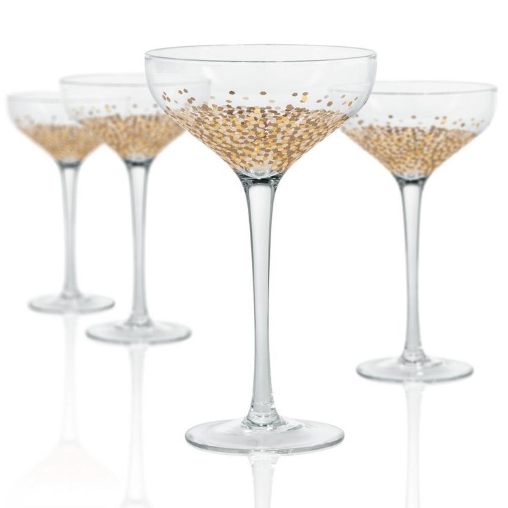 10 oz. Champagne/Desert Coupe Glass with a Gold and Silver Confetti Decoration (Set of 4)