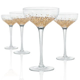 10 oz. Champagne/Desert Coupe Glass with a Gold and Silver Confetti Decoration (Set of 4)