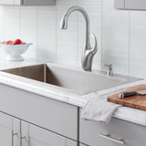 Contemporary Single-Handle Pull-Down Sprayer Kitchen Faucet with Soap Dispenser in Stainless Steel - Super Arbor