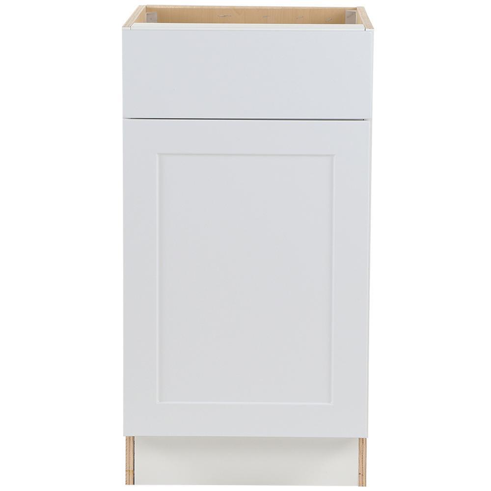 Cambridge Shaker Assembled 18 in. x 34.5 in. x 24.5 in. Base Cabinet w/ 1 Soft Close Drawer & 1 Soft Close Door in White - Super Arbor