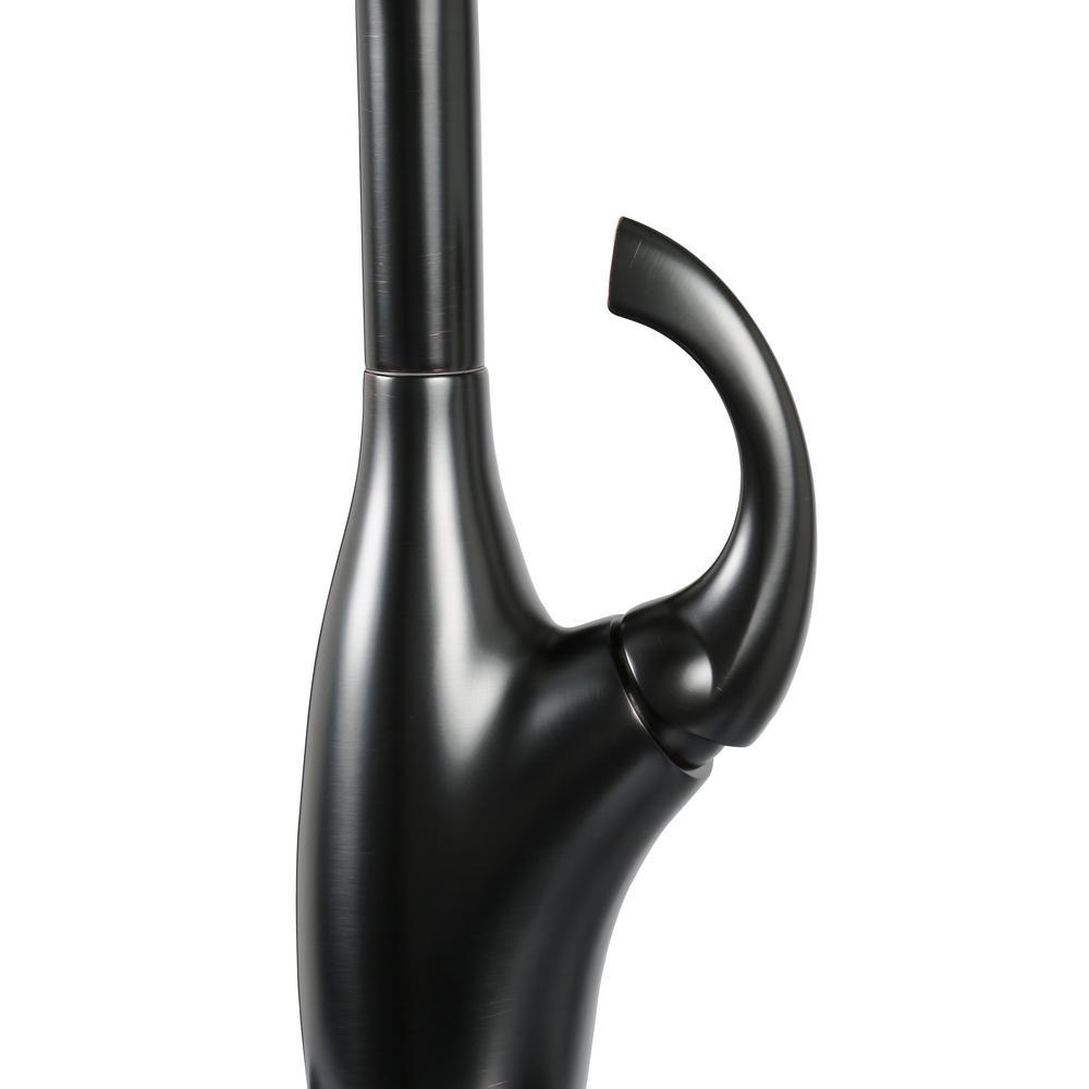 Contemporary Single-Handle Pull-Down Sprayer Kitchen Faucet with Soap Dispenser in Mediterranean Bronze - Super Arbor