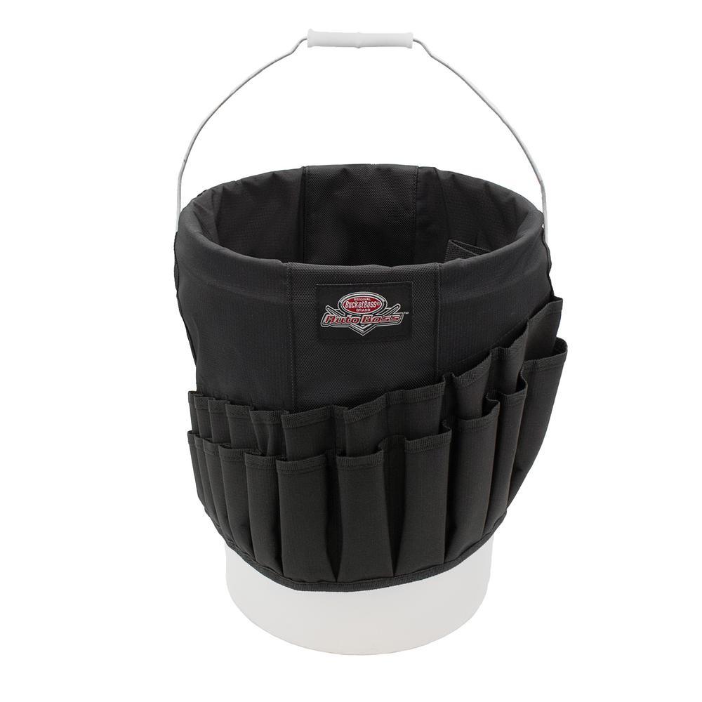 BUCKET BOSS Wrench Boss 5 Gal. Bucket Tool Organizer with 36 Pockets for Wrench Sets and Open Center Bulk Storage in Black - Super Arbor