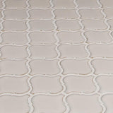 Bianco Arabesque 9.84 in. x 10.63 in. x 6mm Glossy Ceramic Mesh-Mounted Mosaic Tile (10.95 sq. ft. / case) - Super Arbor