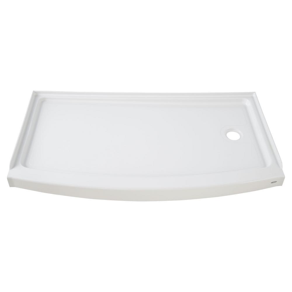 Ovation Curve 30 in. x 60 in. Single Threshold Left Hand Drain Shower Base in Arctic White - Super Arbor