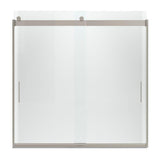 Levity 59 in. x 59.75 in. Semi-Frameless Sliding Tub Door in Nickel with Handle - Super Arbor