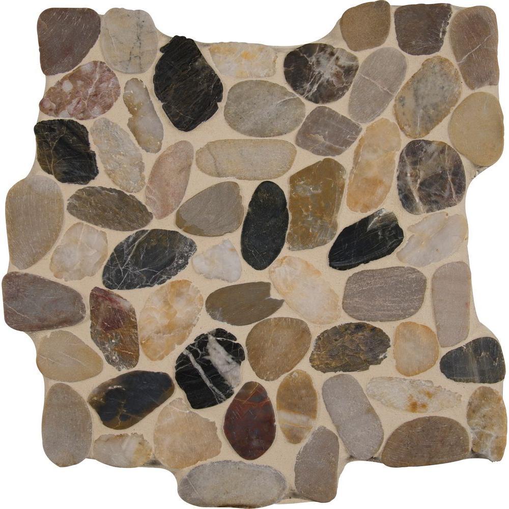 MSI Mix River Rock 12 in. x 12 in. x 10 mm Tumbled Marble Mesh-Mounted Mosaic Tile (10 sq. ft. / case)