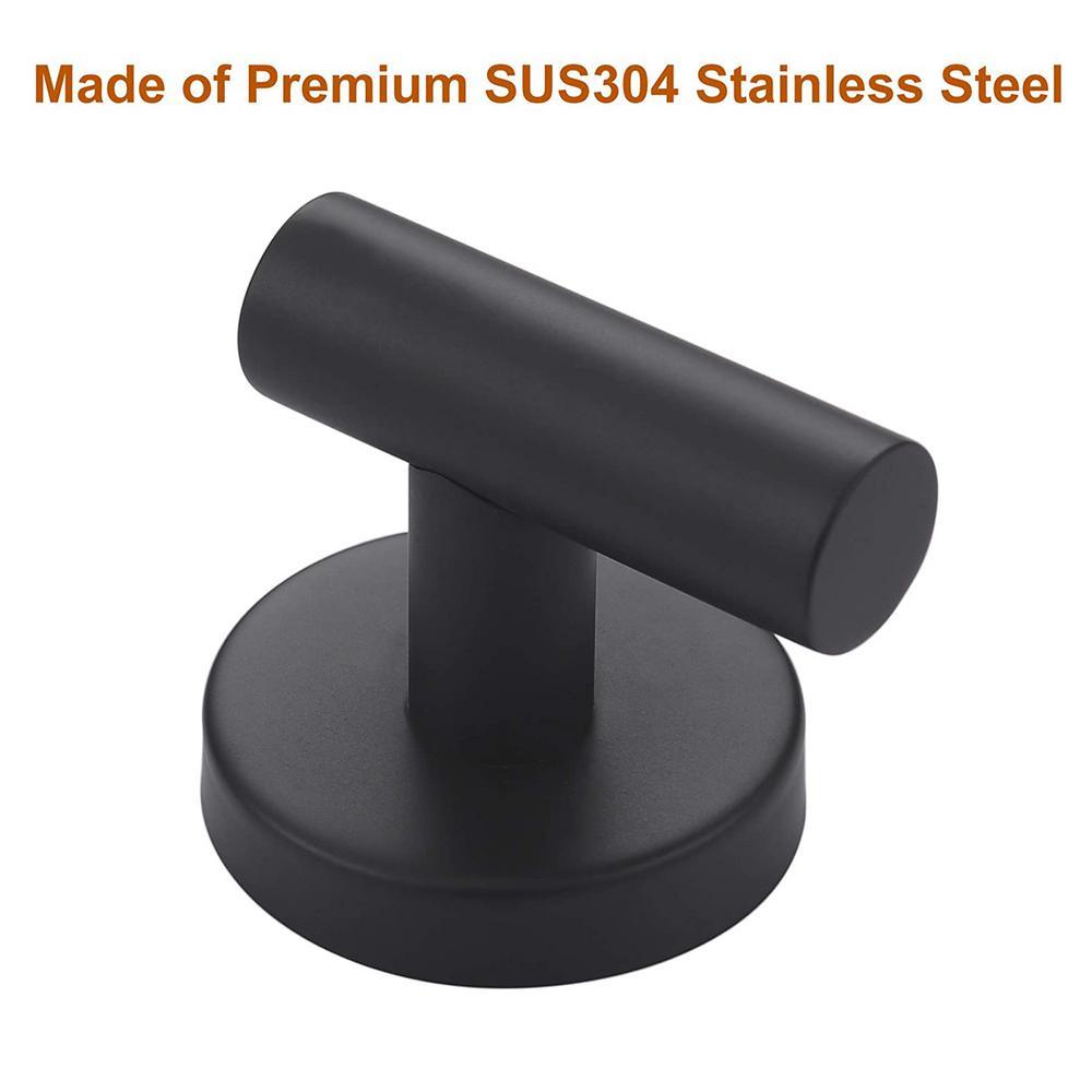 Round Bathroom Robe Hook and Towel Hook in Stainless Steel Matte Black (2-Pack) - Super Arbor