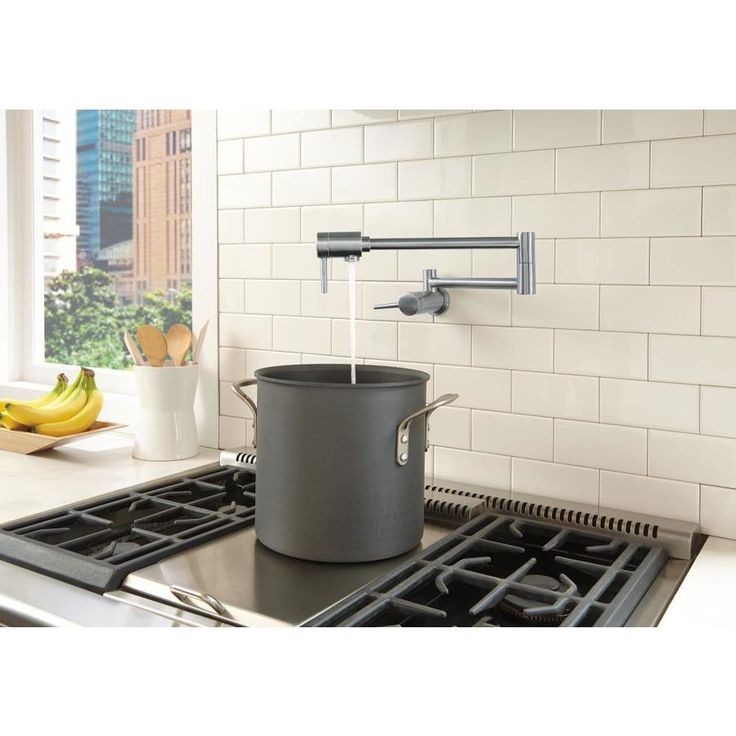 Delta Arctic Stainless 2-Handle Wall-Mount Pot Filler Handle Kitchen Faucet