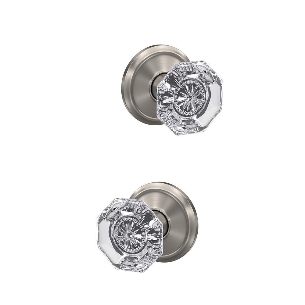 Custom Alexandria Satin Nickel Alden Trim Combined Interior Glass Door Knob - Super Arbor