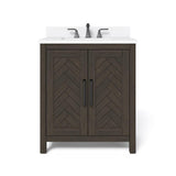 Leary 30 in. W x 34.5 in. H Bath Vanity in Dark Brown with Engineered Stone Vanity Top in White with White Basin - Super Arbor