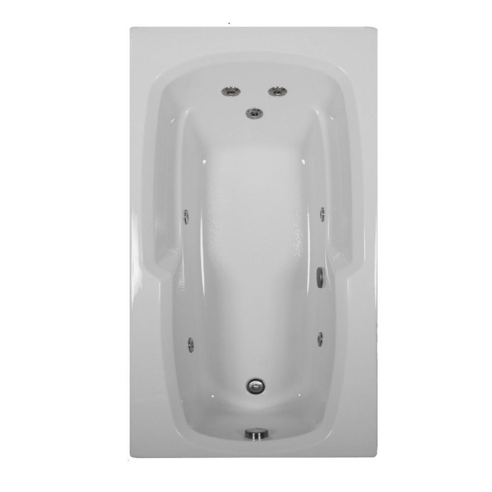 72 in. Rectangular Drop-in Whirlpool Bathtub in White - Super Arbor