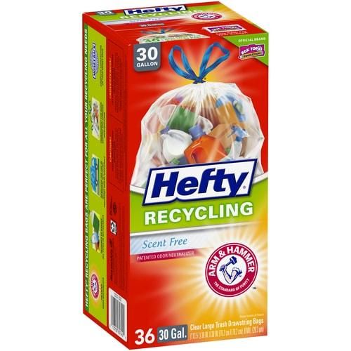 Hefty 36-Pack 30-Gallon Clear Outdoor Plastic Recycling Trash Bag