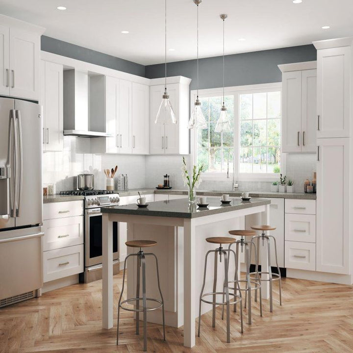 Shaker Ready To Assemble 27 in. W x 36 in. H x 27 in. D Plywood Corner Wall Kitchen Cabinet in Denver White