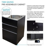 All-in-One 22 in. x 22 in. x 35 in. Metal Drop-In Laundry/Utility Sink and Cabinet in Black