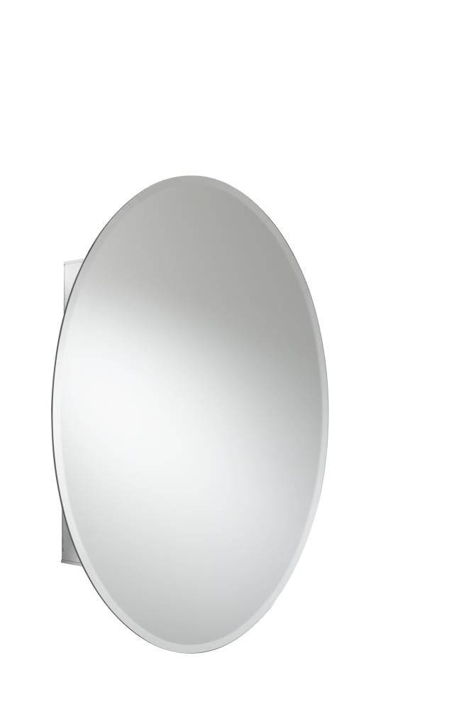 JACUZZI 21 in. x 31 in. Recessed or Surface-Mount Single-Door Oval Medicine Cabinet, Aluminum