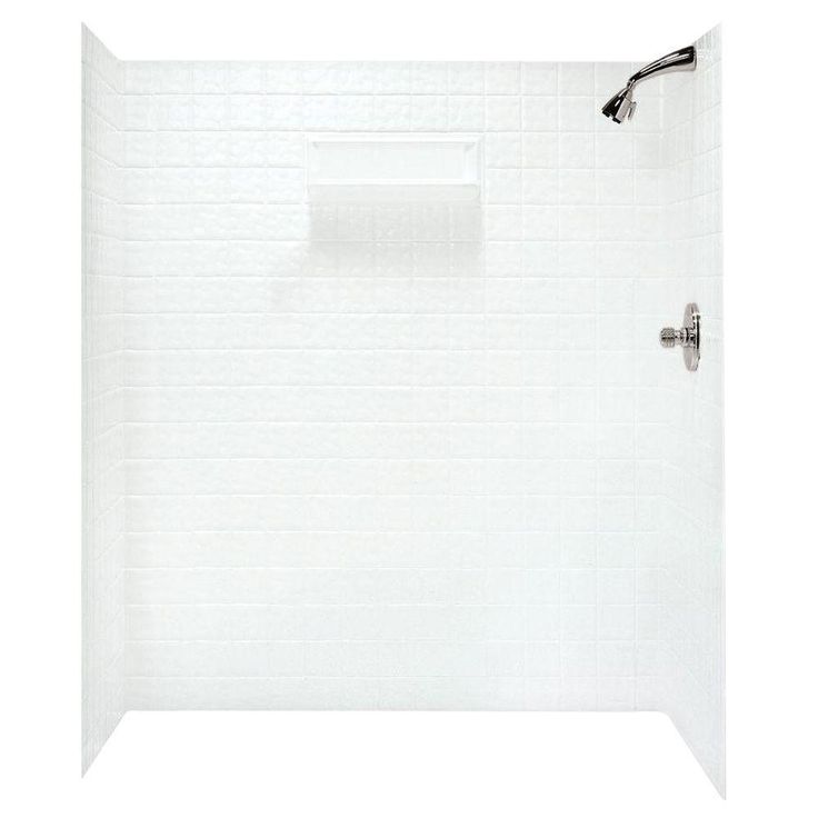 36 in. x 65 in. x 72 in. 5-piece Easy Up Adhesive Alcove Shower Surround in White