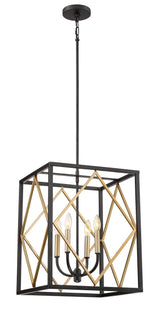 Quoizel Platform Black with Gold Transitional Square Pendant Light, 16 in x 16 in