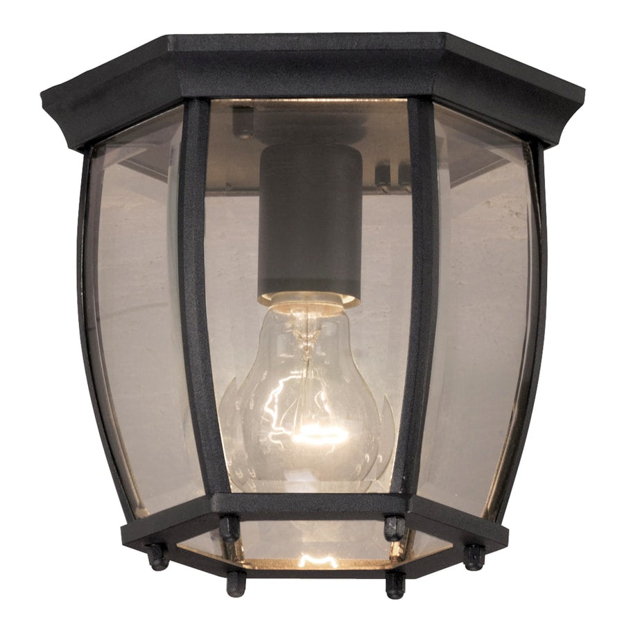 Portfolio 7.68-in W Matte Black Outdoor Flush Mount Light