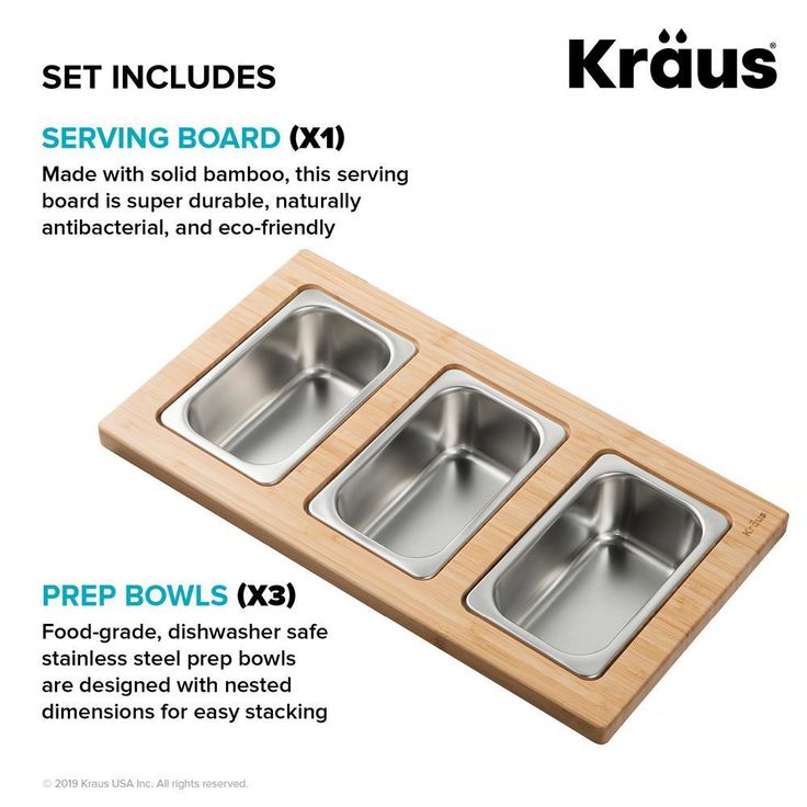 16.75 in. Workstation Kitchen Sink Composite Serving Board Set with Rectangular Stainless Steel Bowls