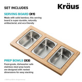 16.75 in. Workstation Kitchen Sink Composite Serving Board Set with Rectangular Stainless Steel Bowls