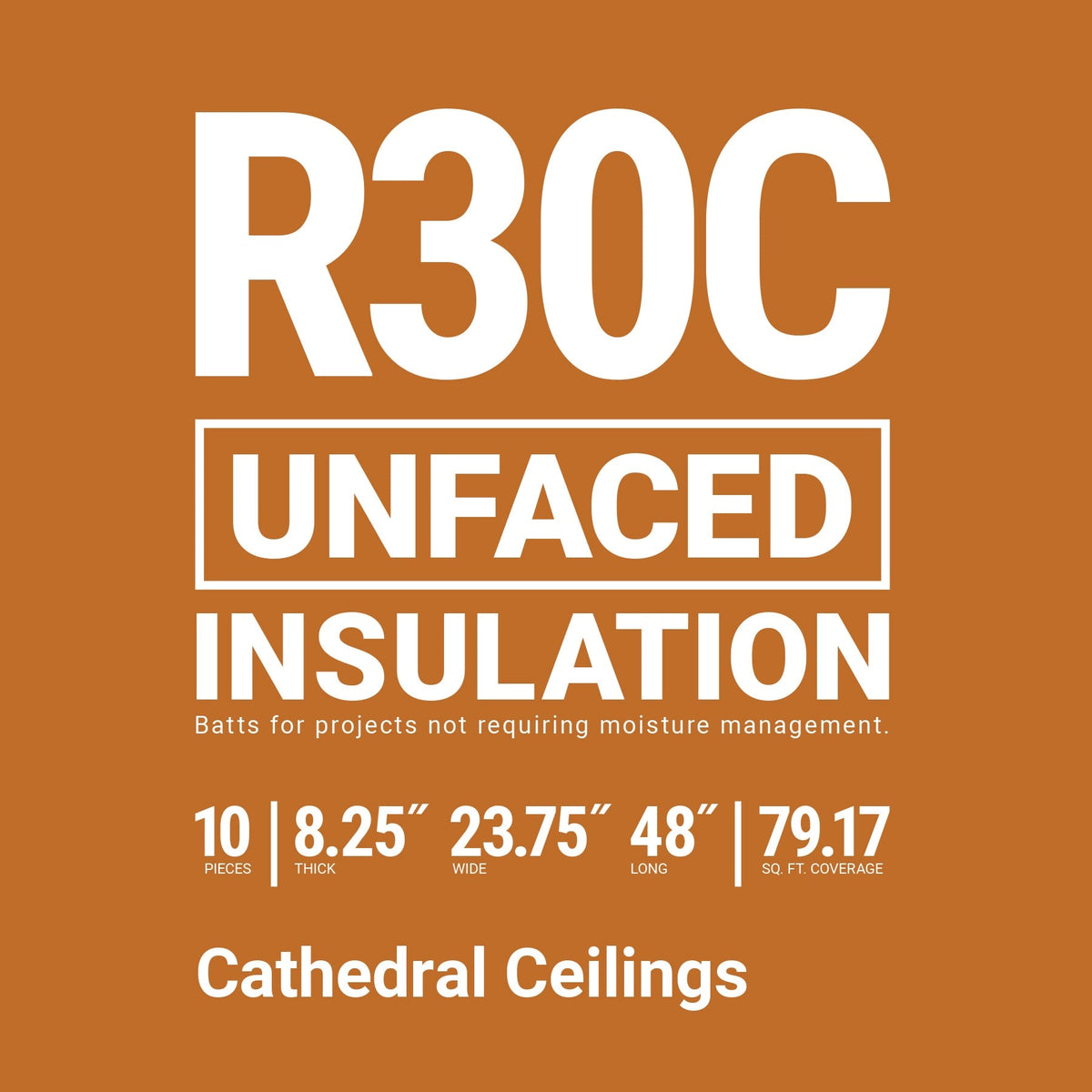 Owens Corning R-30 Unfaced Fiberglass Insulation Batts, 8.25 in. Thick x 23.75 in. W x 48 in. L