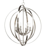 Progress Lighting Equinox 6-Light Brushed Nickel Transitional Globe Large Hanging Pendant Light