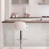 InHome Herringbone Carrara 10 in. x 10 in. Peel and Stick Resin Backsplash Tiles (4-Pack)