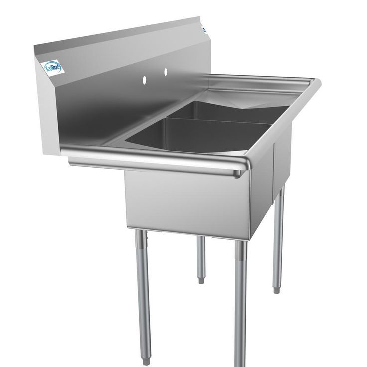 Freestanding Stainless Steel 52 in. 2-Hole Double Bowl Commercial Kitchen Sink