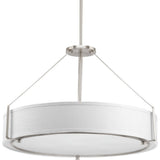 Progress Lighting Ratio 6-Light Brushed Nickel Modern/Contemporary Etched Glass Drum Large Hanging Pendant Light