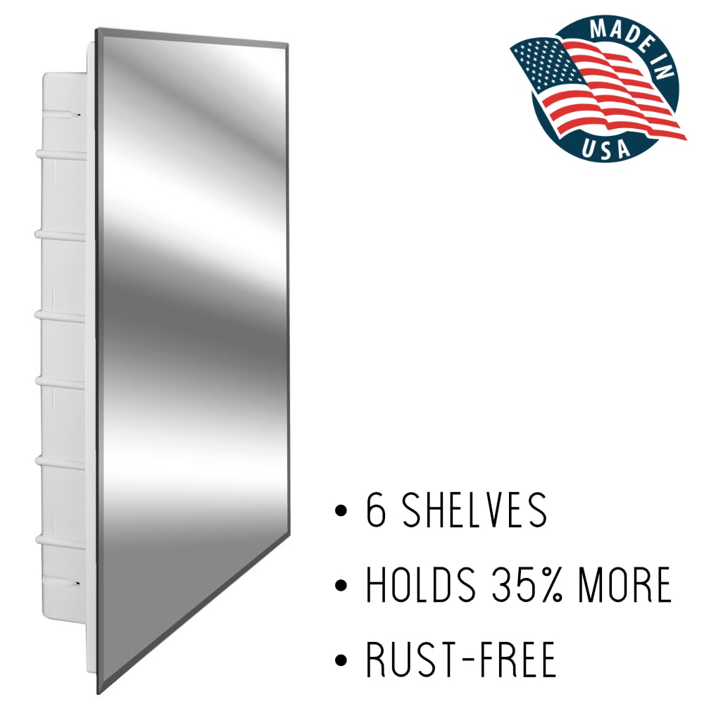 Zaca SpaceCab 16-in x 26-in Recessed Mount Mirror Mirrored Medicine Cabinet
