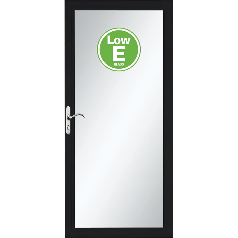 Pella Select Low-E 32-in x 81-in Black Full-View Aluminum Storm Door