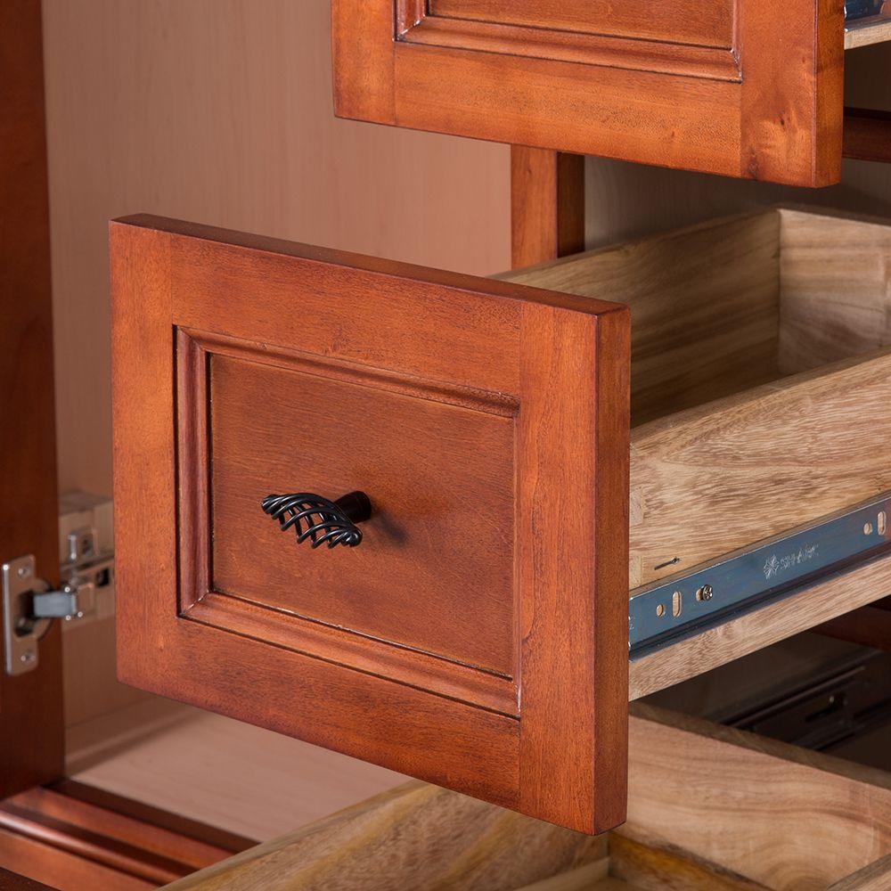 Naples 30 in. W 21.63 in. D Vanity Cabinet Only in Warm Cinnamon with Left Hand Drawers - Super Arbor
