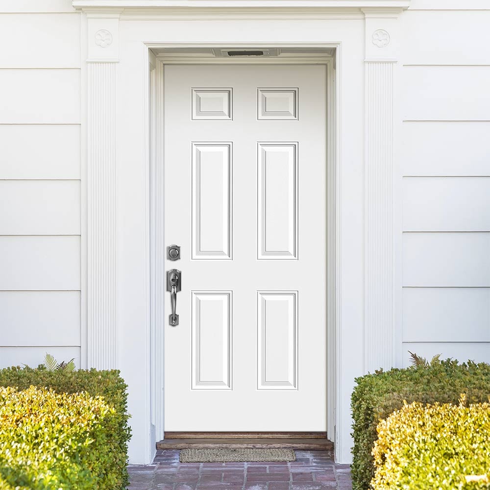 Masonite 32-in x 80-in Steel Right-Hand Inswing Primed Fire-Rated Prehung Single Front Door with Brickmould