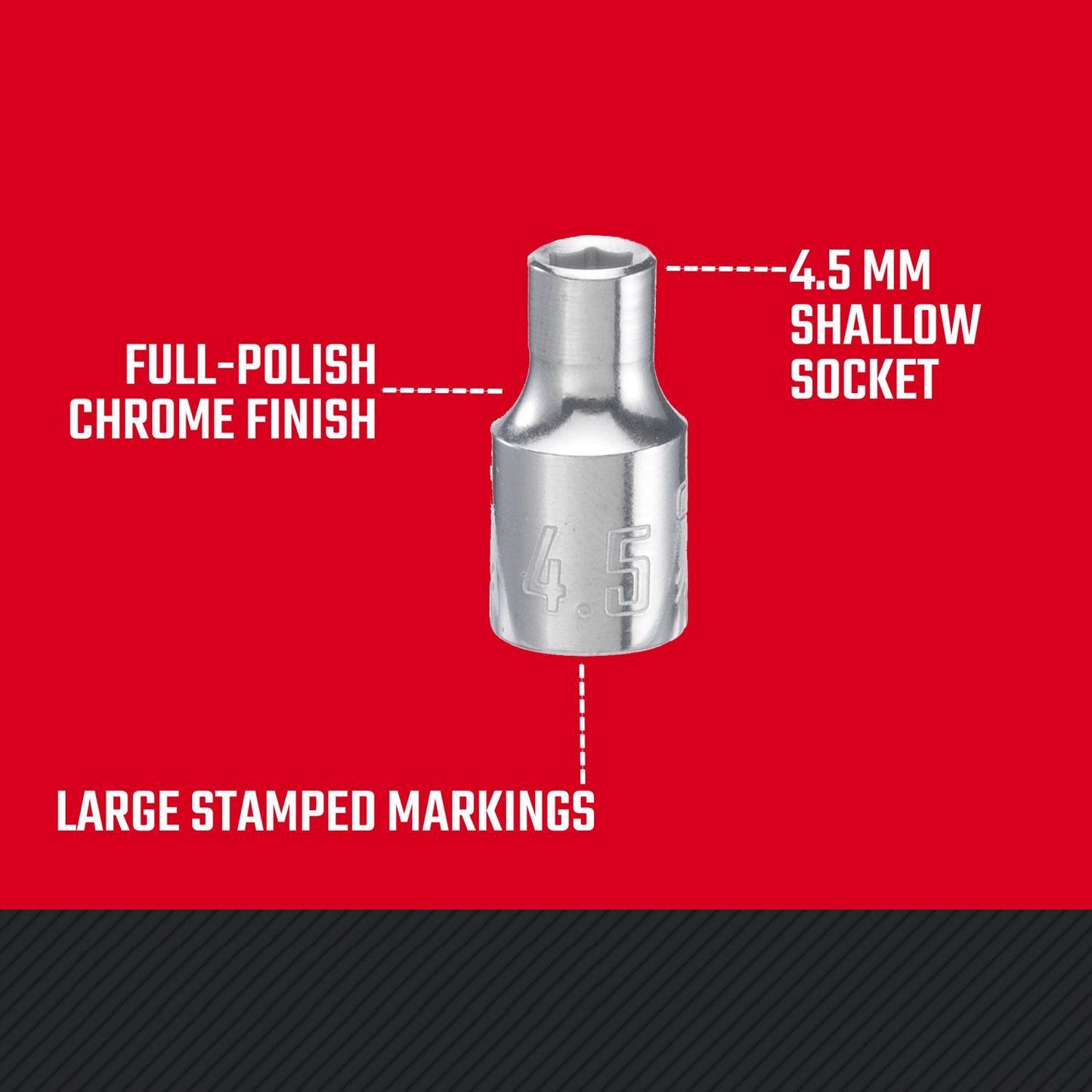 Craftsman 4.5mm Metric 6-Point Shallow Socket, 1/4-inch Drive