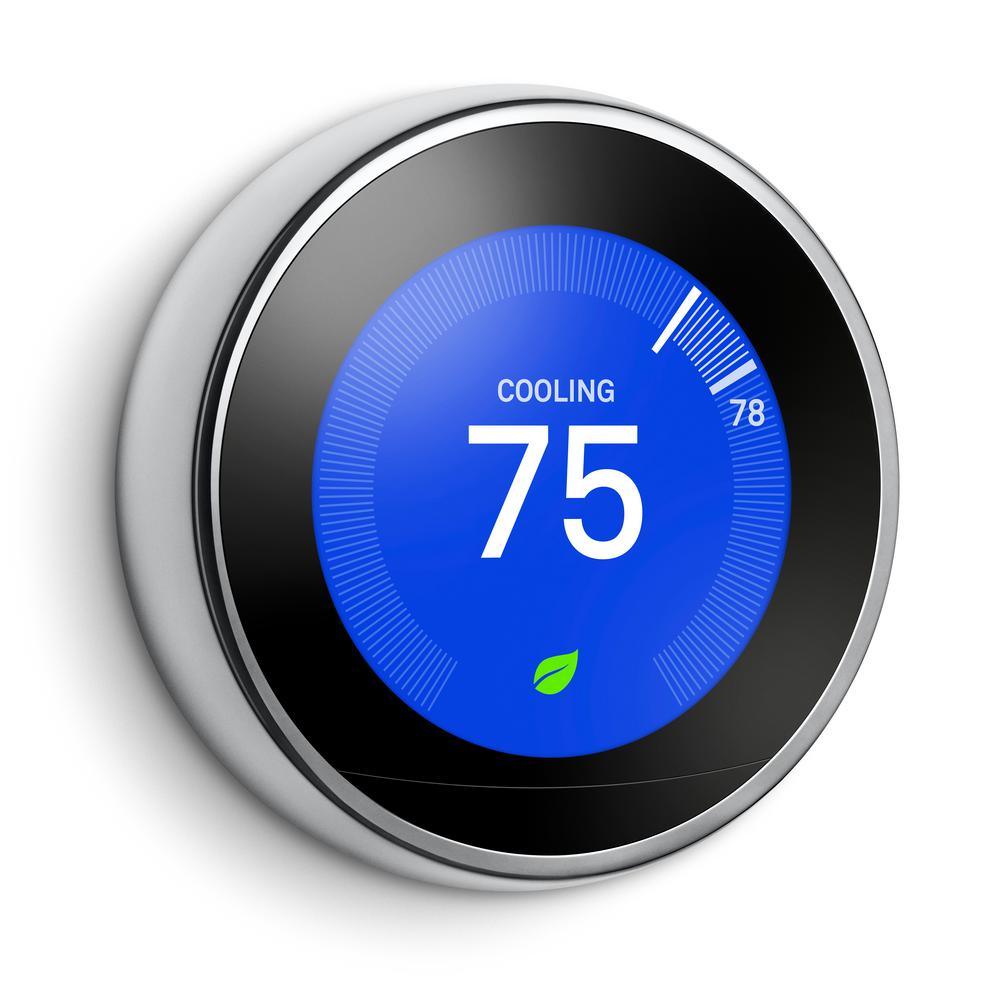 Nest Learning Thermostat 3rd Gen in Polished Steel and Google Nest Temperature Sensor - Super Arbor