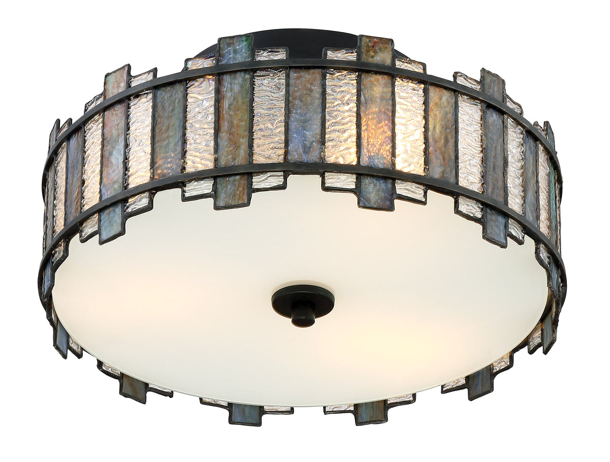 Quoizel Sentry 14-in Matte Black Tiffany Semi-Flush Mount Light