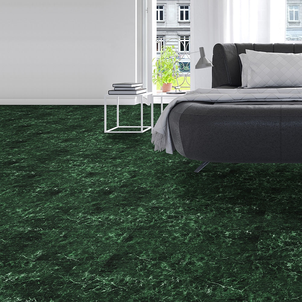 Perfection Floor Tile Gemstone Collection Emerald Marble/Satin 20-in x 20-in Water-Resistant Interlocking Luxury Vinyl Tile Flooring, 16.7-sq ft Carton