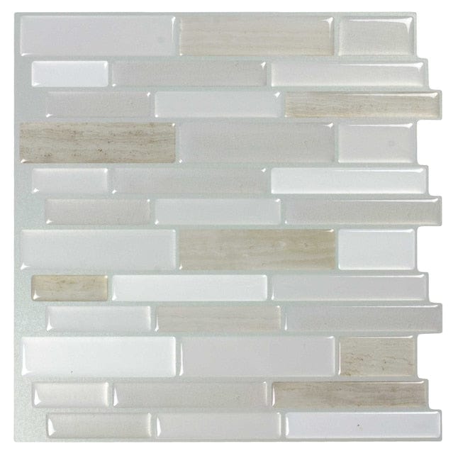 Peel&Stick Mosaics Light Silk 10-in x 10-in Glossy Composite Linear Peel and Stick Wall Tile (0.68-sq. ft/ Piece)