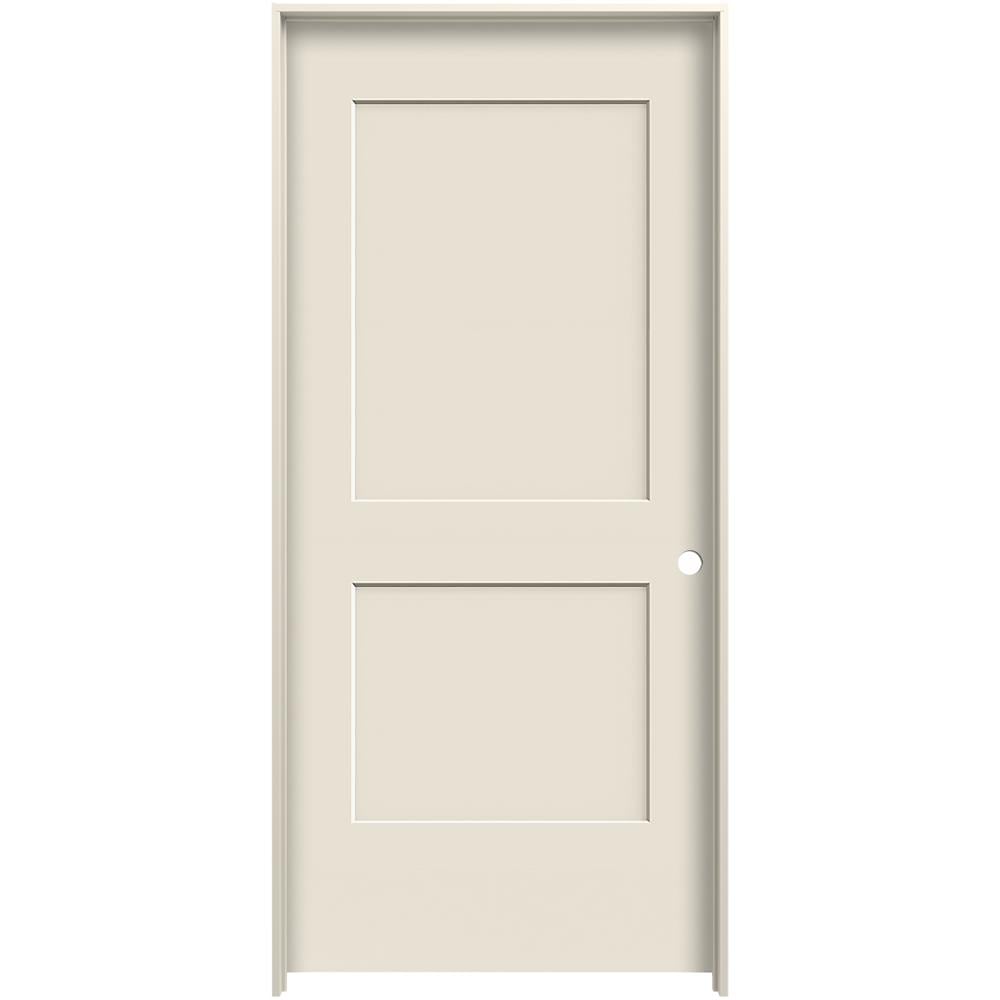 JELD-WEN Monroe 32-in x 80-in Primed 2-Panel Square Solid Core Molded Composite Left-Hand Single Prehung Interior Door with Flat Jamb