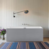 Rectangle 67 in. x 32 in. x 24 in. Contemporary Soaking Acrylic Flatbottom Freestanding Bathtub with Overflow, White - Super Arbor