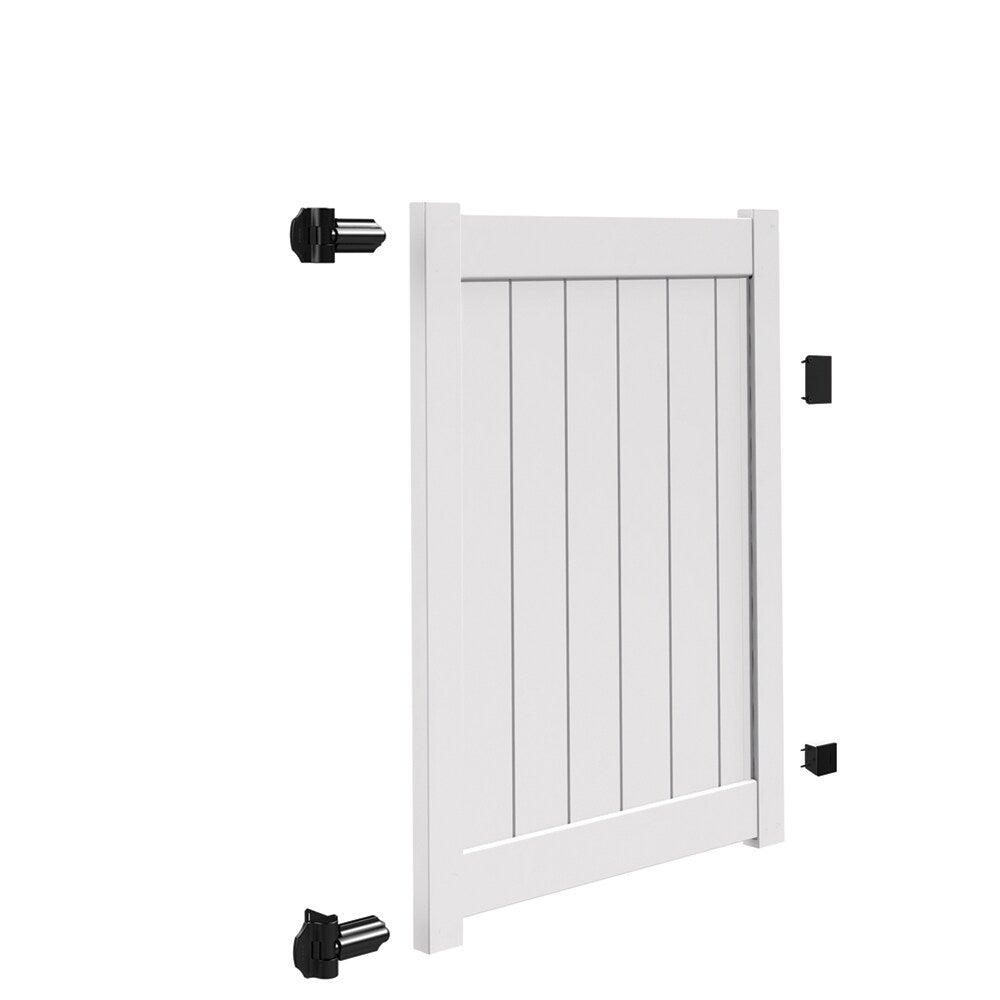 Freedom Bolton 5-ft H x 4-ft W White Vinyl Fence Gate Kit (Unassembled)